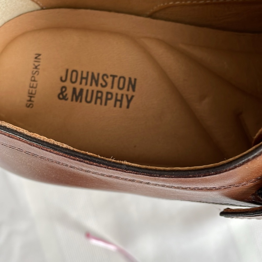 Johnston & Murphy Men's Tan Italian Sheepskin Leather Dress Shoes, Size 11.5M - Picture 7 of 7
